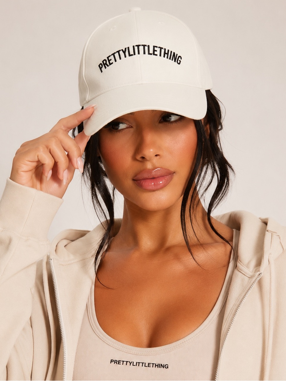 PrettyLittleThing White Cap with Black Logo